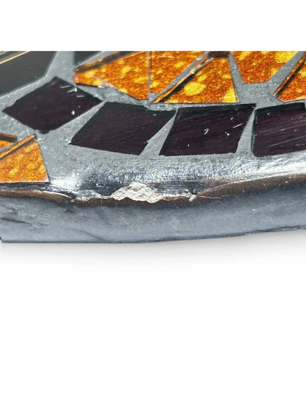 Pier 1 Imports Glass Autumn Mosaic Charger Plates Set 4 Gold Amber Black 13